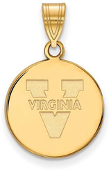 Image of 14K Yellow Gold University of Virginia Medium Disc Pendant by LogoArt (4Y039UVA)