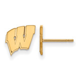 14K Yellow Gold University of Wisconsin X-Small Post Earrings LogoArt (4Y008UWI)