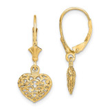 Image of 36.3mm 14K Yellow Gold w/ Beaded Filigree Winged Dragonfly Leverback Earrings