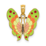 Image of 14K Yellow Gold w/ Multi-Color Enamel Butterfly Pendant K6988
