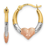 Image of 16mm 14K Yellow Gold w/ Pink & White Plating Heart Hoop Earrings