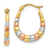 Image of 16mm 14K Yellow Gold w/ Pink & White Plating Hollow Scalloped Hoop Earrings TL775