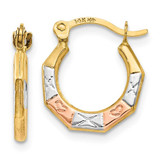 Image of 12mm 14K Yellow Gold w/ Pink & White Plating Hoop Earrings