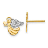 Image of 11mm 14K Yellow Gold w/ Rhodium Angel with Heart Post Earrings
