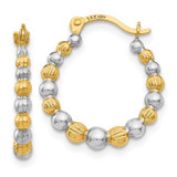 Image of 18mm 14K Yellow Gold w/ Rhodium Beaded Hoop Earrings
