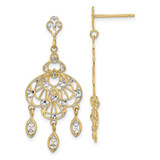 Image of 36.2mm 14K Yellow Gold w/ Rhodium Chandelier Fancy Earrings