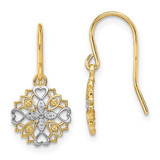 Image of 19mm 14K Yellow Gold w/ Rhodium Fancy Dangle Wire Earrings TF1888
