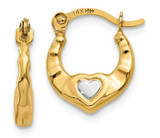 Image of 12mm 14K Yellow Gold w/ Rhodium Heart Hollow Hoop Earrings