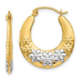 Image of 22mm 14K Yellow Gold w/ Rhodium Hollow Flowers Hoop Earrings