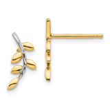 Image of 13mm 14K Yellow Gold w/ Rhodium Leaves Post Earrings TF1549