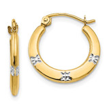 Image of 18mm 14K Yellow Gold w/ Rhodium Madi K Flowers Hollow Hoop Earrings