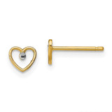 Image of 5mm 14K Yellow Gold w/ Rhodium Shiny-Cut Heart Stud Post Earrings TE932