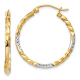 Image of 27mm 14K Yellow Gold w/ Rhodium Shiny-Cut Twisted Hoop Earrings
