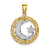 Image of 14k Yellow Gold w/ Rhodium Star & Moon Pendant
