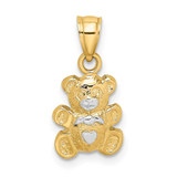 Image of 14K Yellow Gold w/ Rhodium Teddy Bear Pendant