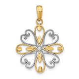 Image of 14K Yellow Gold w/ Rhodium-Plated Beaded Heart Petals In Heart Pendant