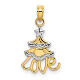 Image of 14K Yellow Gold w/ Rhodium-Plated Christmas Tree Pendant