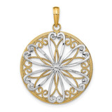 Image of 14K Yellow Gold w/ Rhodium-Plated Filigree Center In Round Frame Pendant