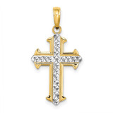 Image of 14K Yellow Gold w/ Rhodium-Plated Shiny-Cut Cross Pendant
