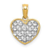 Image of 14K Yellow Gold w/ Rhodium-Plated Shiny-Cut Heart Pendant K9311