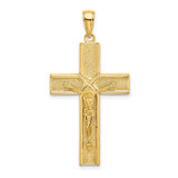 Image of 14K Yellow Gold w/ Satin Finish In Middle Crucifix Pendant