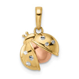 Image of 14k Yellow Gold w/ White & Pink Rhodium Shiny-Cut Ladybug Pendant 3015