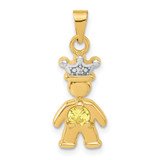 Image of 14K Yellow Gold w/ White Rhodium Diamond & Synthetic November Boy Pendant