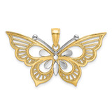 Image of 14k Yellow Gold with Rhodium-Plated Shiny-Cut Butterfly Pendant