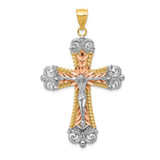 Image of 14K Yellow, White & Rose Gold Crucifix Cross Pendant