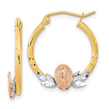 Image of 21.98mm 14k Yellow, White & Rose Gold Guadalupe Hoop Earrings TF1269