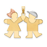 Image of 14K Yellow, White & Rose Gold Large Girl Left & Boy Right Pendant XK103