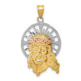 Image of 14K Yellow, White & Rose Gold Shiny-Cut Christ Pendant D3703