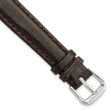 Image of 14mm 6.25" Short Brown Smooth Leather Silver-tone Buckle Watch Band