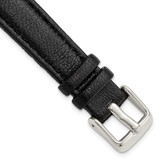 Image of 14mm 6.75" Black Glove Leather Silver-tone Buckle Watch Band