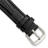 Image of 14mm 6.75" Black Snake Style Grain Leather Silver-tone Buckle Watch Band