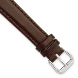 Image of 14mm 6.75" Brown Italian Leather Silver-tone Buckle Watch Band