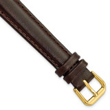 Image of 14mm 6.75" Brown Smooth Leather Gold-tone Buckle Watch Band