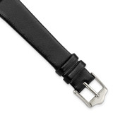 Image of 14mm 6.75" Flat Black Leather Silver-tone Buckle Watch Band