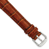Image of 14mm 6.75" Havana Croc Style Leather Dark Stitch Silver-tone Buckle Watch Band