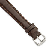 Image of 14mm 7.5" Long Brown Smooth Leather Silver-tone Buckle Watch Band
