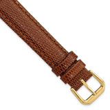 Image of 15mm 7.5" Havana Lizard Style Grain Leather Gold-tone Buckle Watch Band