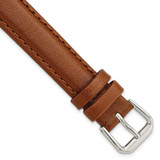 Image of 15mm 7.5" Havana Smooth Leather Silver-tone Buckle Watch Band