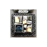 Image of 16" Necklace JERUSALEM MOSAIC w/Blue CZ Israel Handmade 925 Sterling Silver