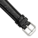Image of 16mm 7.5" Black Ostrich Style Grain Leather Silver-tone Buckle Watch Band