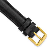 Image of 16mm 7.5" Black Smooth Leather Chrono Gold-tone Buckle Watch Band