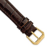 Image of 16mm 7.5" Brown Croc Style Leather Dark Stitch Gold-tone Buckle Watch Band