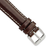 Image of 16mm 7.5" Brown Oil Tanned Leather Silver-tone Buckle Watch Band
