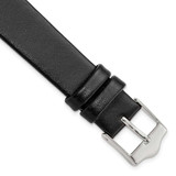 Image of 16mm 7.5" Flat Black Leather Silver-tone Buckle Watch Band