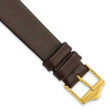 Image of 16mm 7.5" Flat Brown Leather Gold-tone Buckle Watch Band