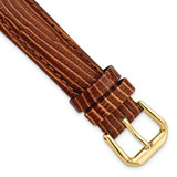 Image of 16mm 7.5" Havana Snake Style Grain Leather Gold-tone Buckle Watch Band